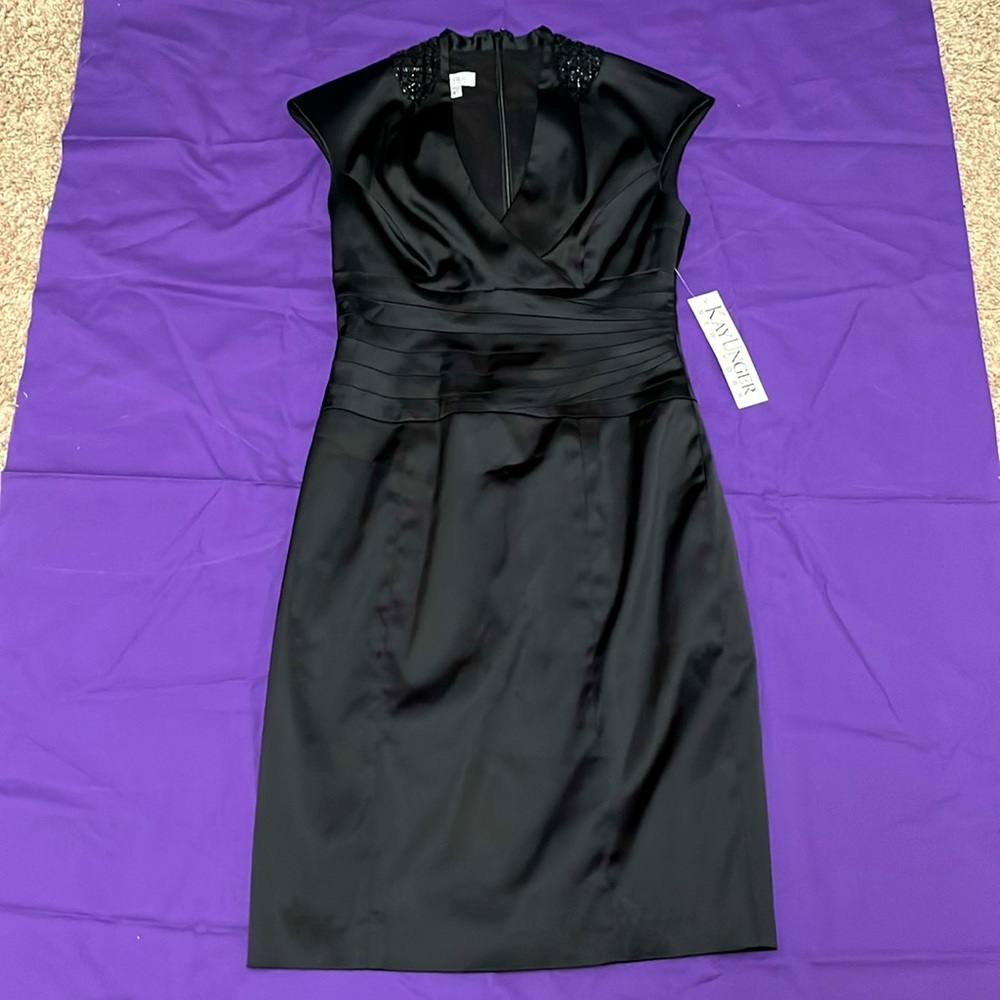 Kay Unger black beaded dress. NWT.